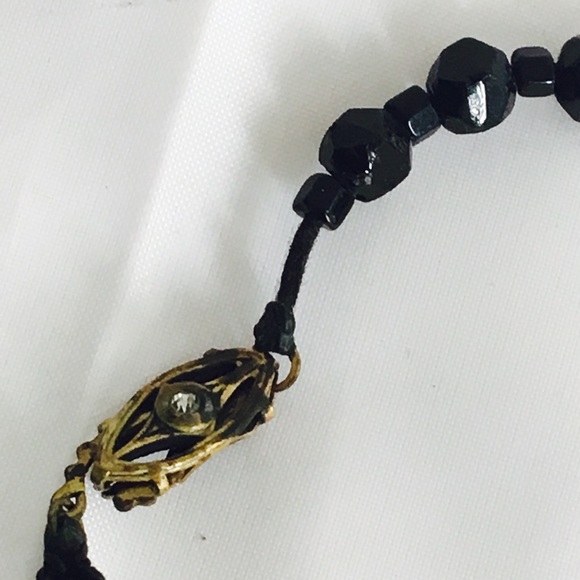 West Germany ebony glass bead necklace. - Picture 4 of 6